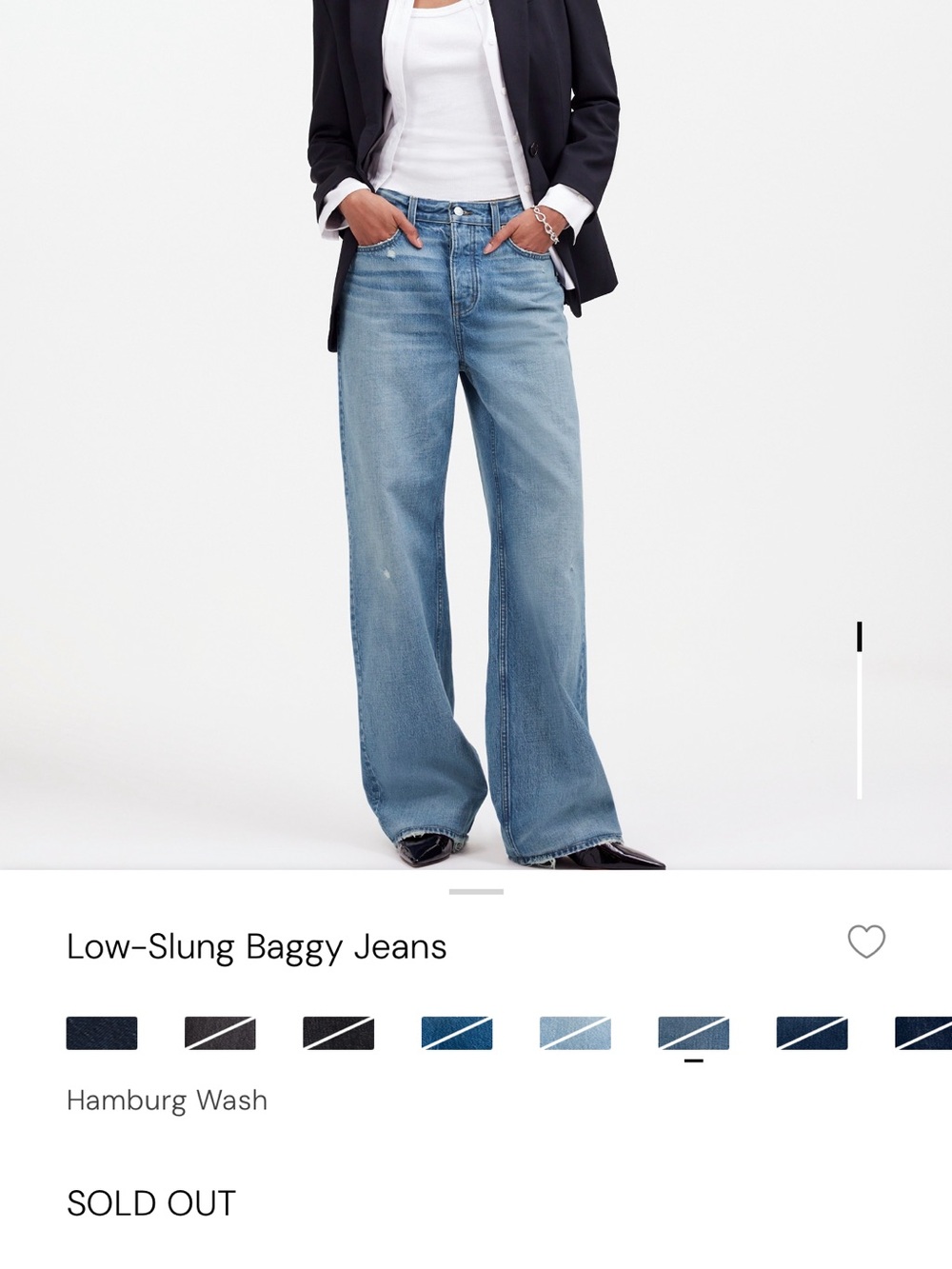 NWT Madewell Wide-Leg Low-Slung Baggy Jeans- Size 27